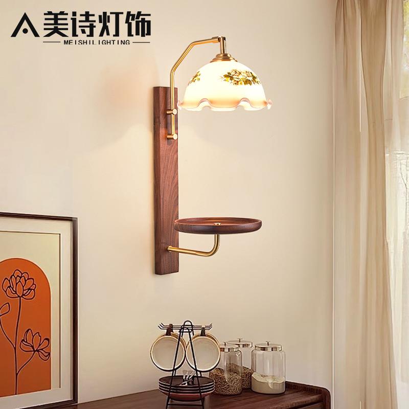 法式中古风复古装饰客厅卧室床头艺术实木壁灯