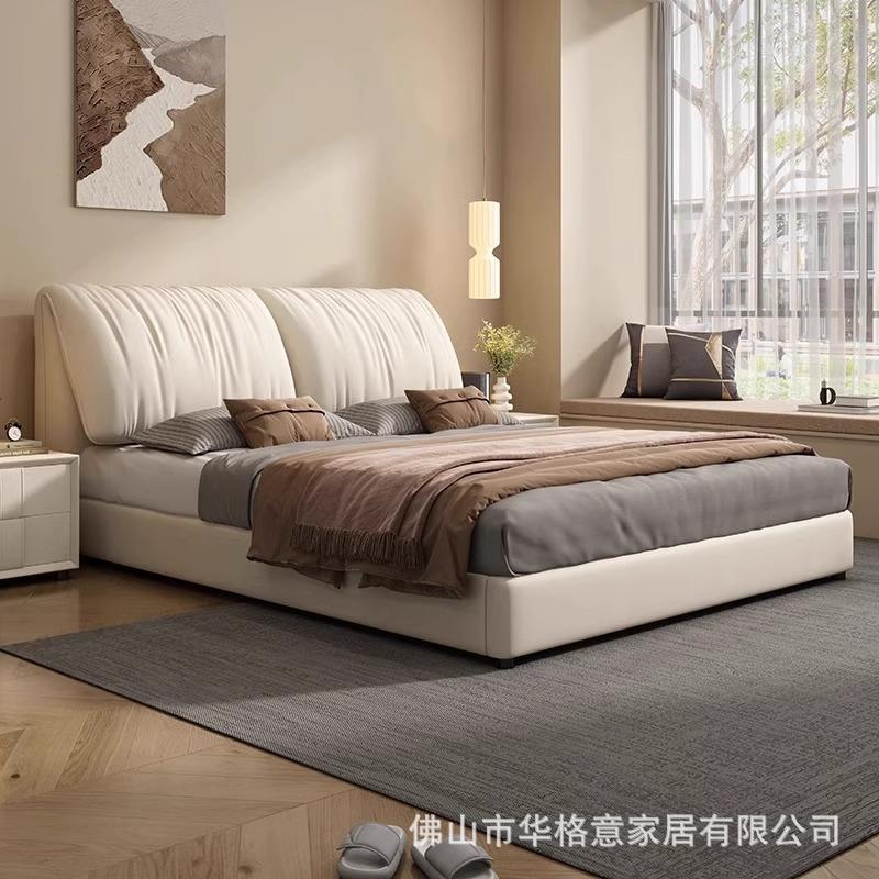 奶油风大象耳朵床现代简约主卧1.8米双人床大床婚床科技布网红床