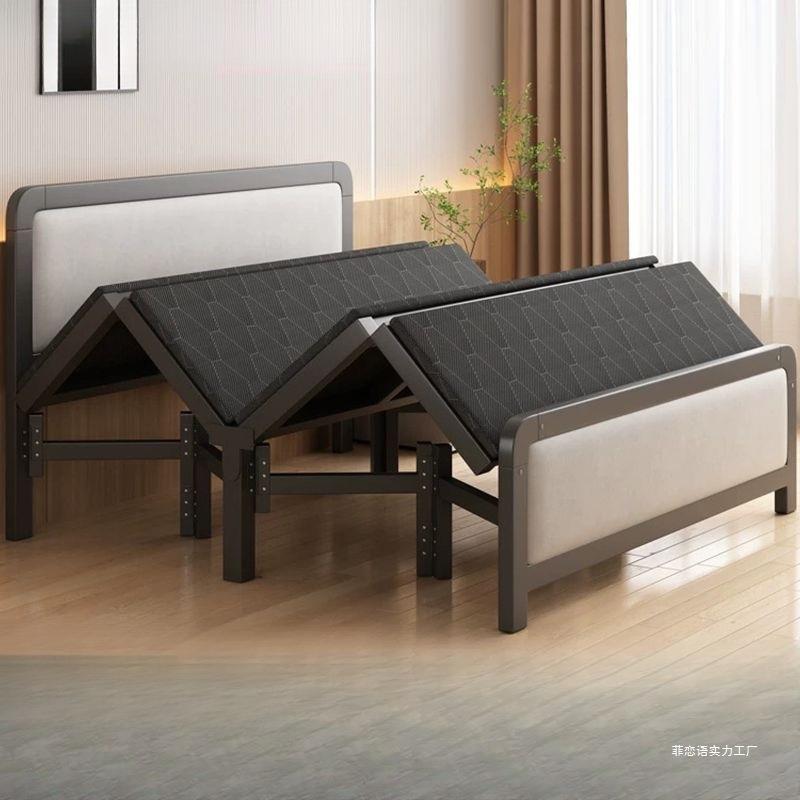 出租房硬板床铁床折叠床单人床1米2家用成人简易床双人床1米5宿舍