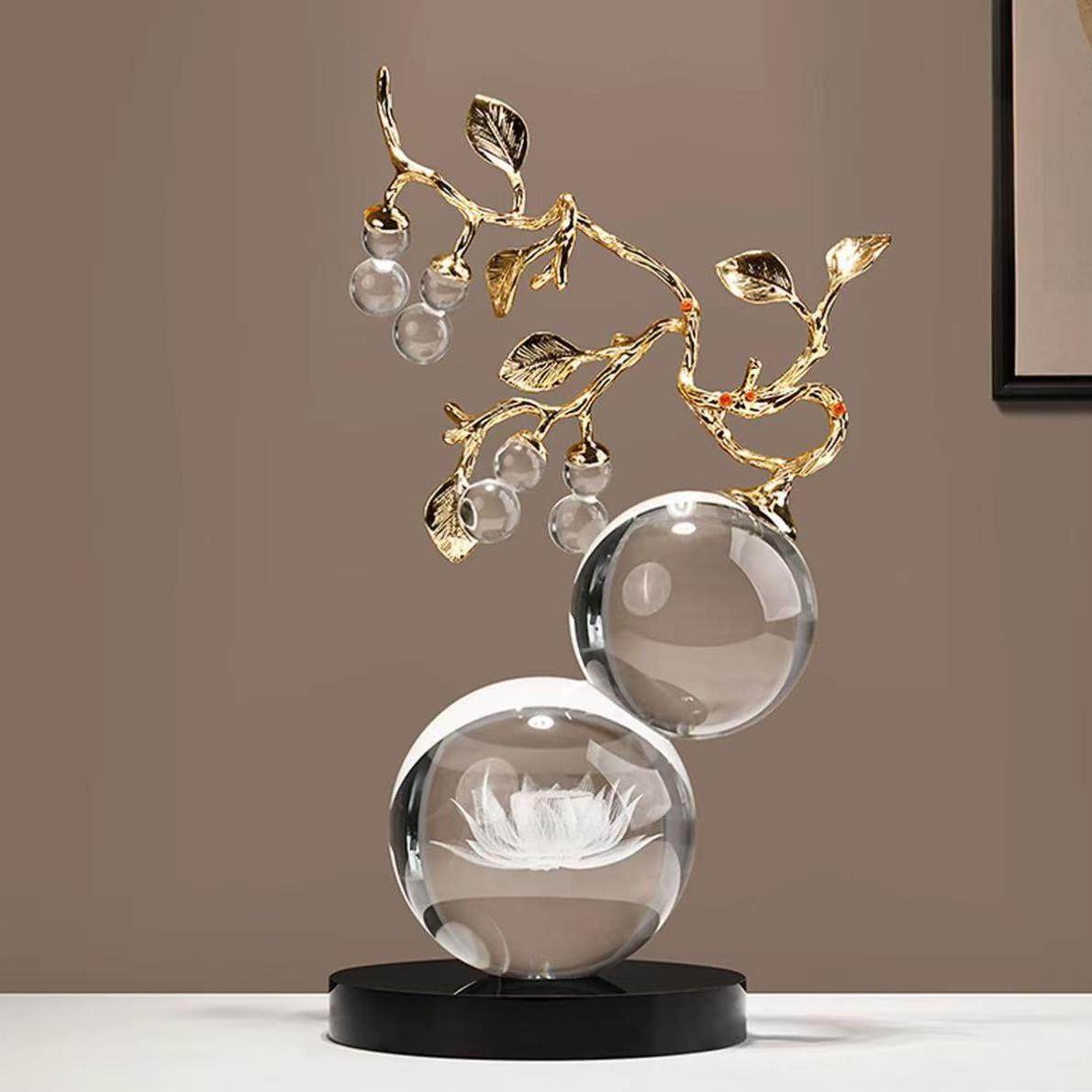 新款轻奢新中式招财葫芦柿摆件客厅电视柜酒柜装饰品摆件人造水晶