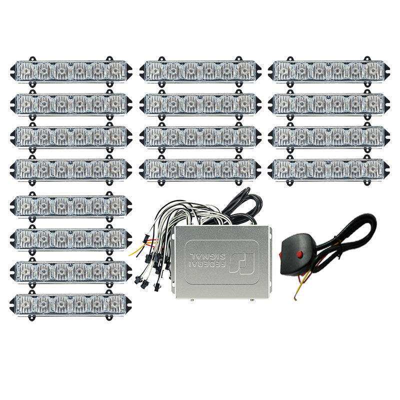 源头工厂：中网爆闪灯一拖十六频闪灯LED改装灯信号灯200-6D16H