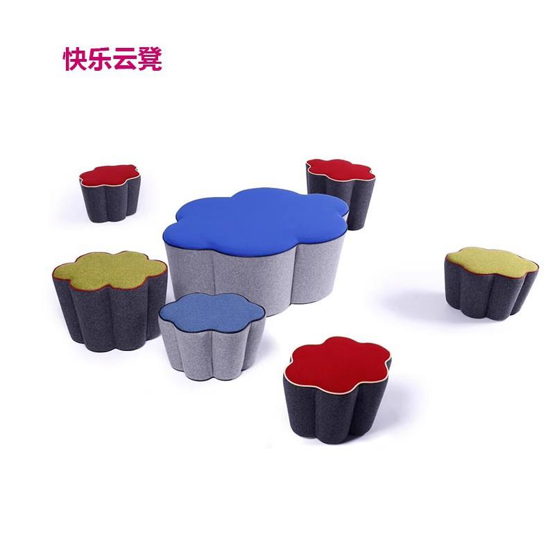 学校图书馆休闲墩快乐云创意居家商务前台接待等候区组合沙发凳