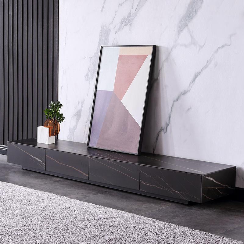 岩板实木电视柜茶几组合意式简约现代北欧大理石地柜家用电视地柜