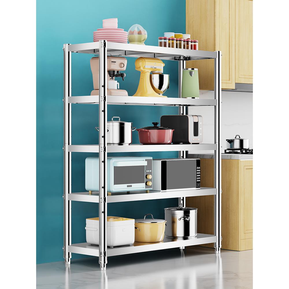 cs不锈钢厨房置物架落地多层储物架微波炉锅架多功能家用货架收纳