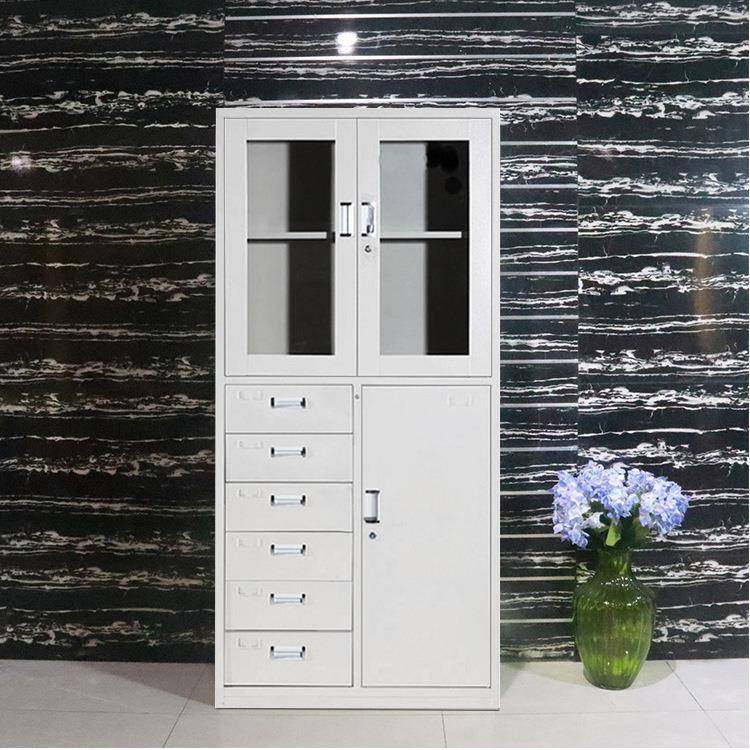 加厚钢制偏六斗文件柜办公室铁皮资料储物柜带锁档案凭证柜子