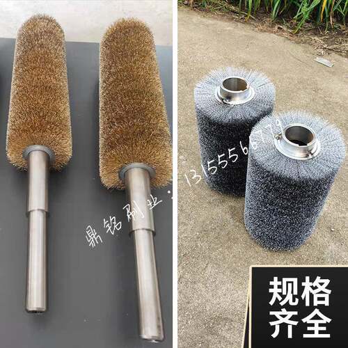 工业用不锈钢丝镀铜丝刷辊滚筒刷沙机辊除锈缠钢丝辊刷工业刷新品