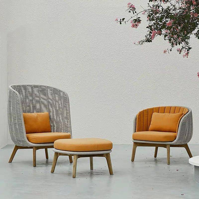 北欧休闲实木户外沙发茶几组合室内客厅露天庭院藤编制桌椅家具