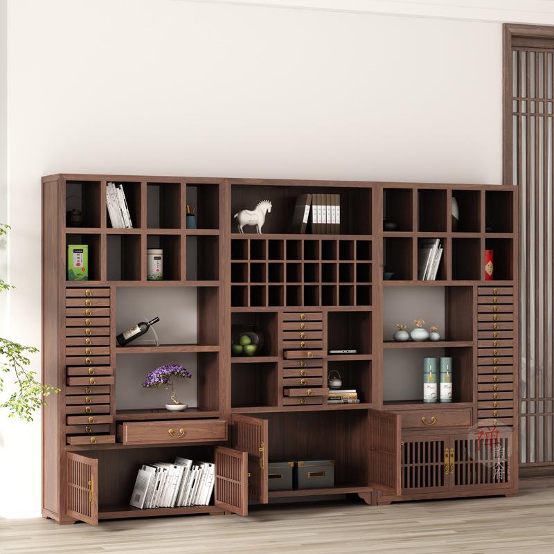 博古架实木新中式普洱茶饼多宝阁储藏柜家用客厅隔断茶室展示柜架