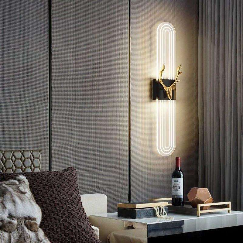 简约室内壁灯北欧创意鹿角服装店咖啡厅前台吧台LED亚克力壁灯