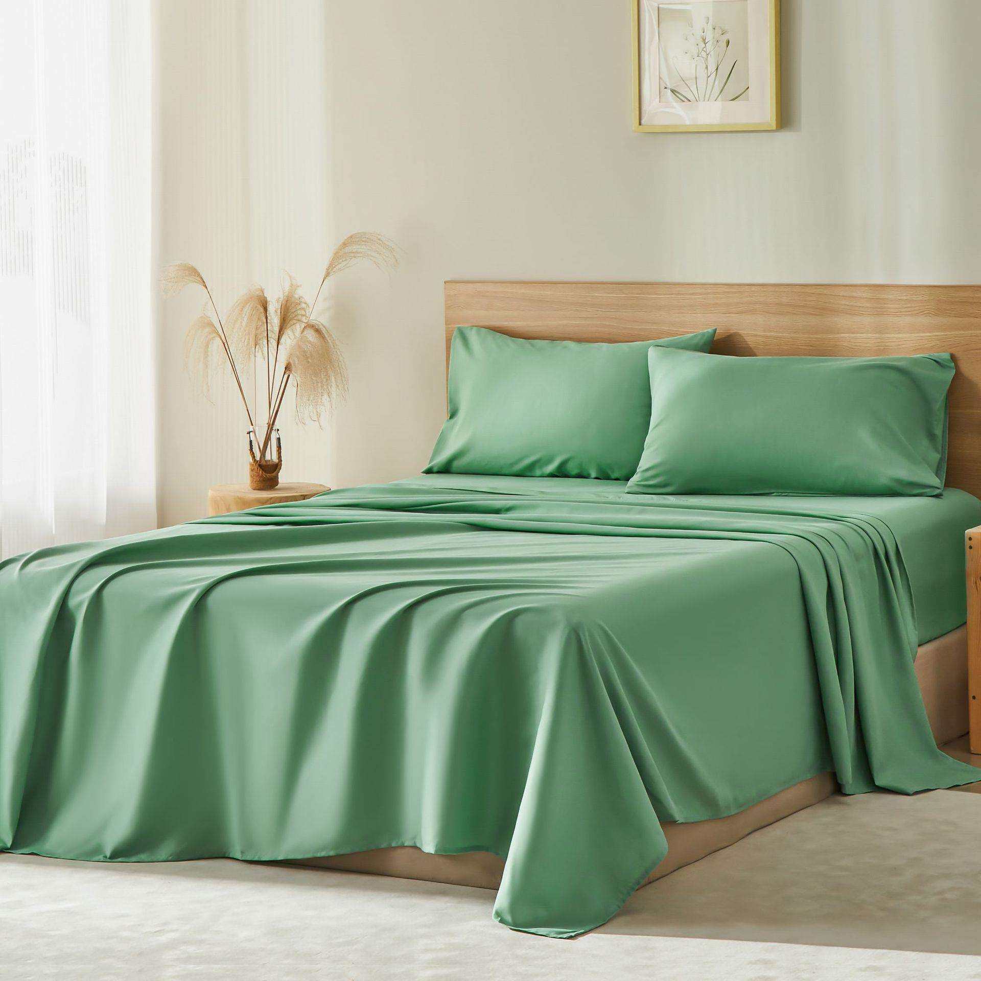 外贸四件套90克超细纤维磨毛床单深口袋床笠豪华套装特姆亚马逊