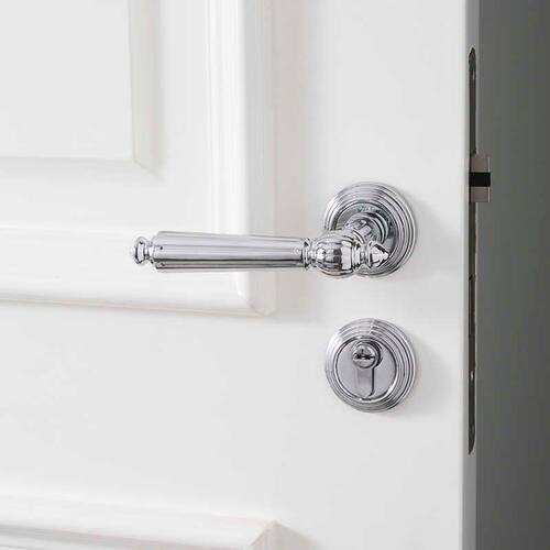 INDOORS银色法式锁具卧室门锁通用静音家用铜锁芯卫生间房门把手