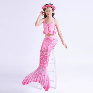 夏季人鱼姬美人鱼泳衣人鱼尾巴泳衣女童游泳衣裤套装儿童温泉泳装