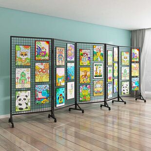 折叠网格展示架画展画室幼儿园作品展示架美术书法户外可移动展架