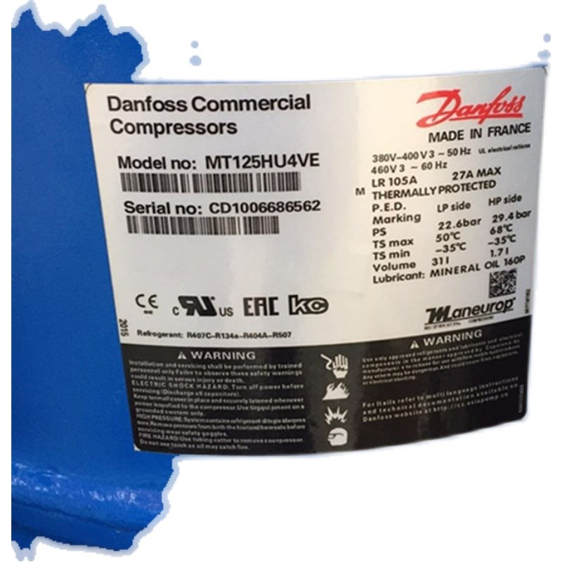 MT125HU4DVE/MTZ125HU4VE丹佛斯美优乐10匹冷库压缩机