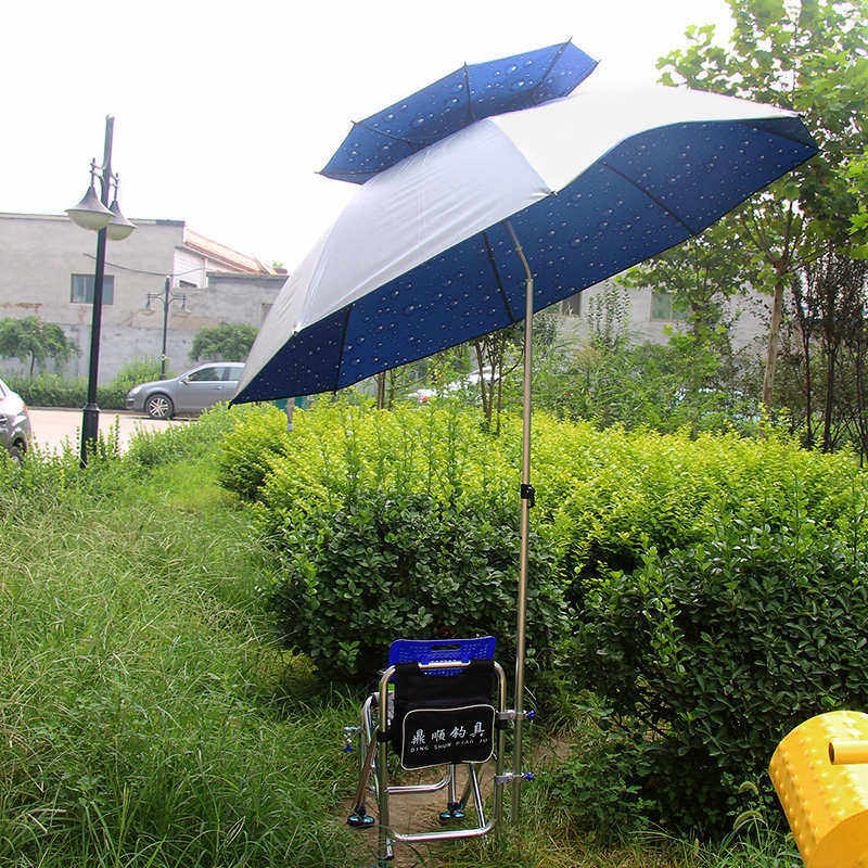 短节万向双层钓鱼伞大钓伞台钓渔伞三折叠防风晒雨伞遮阳加厚地插