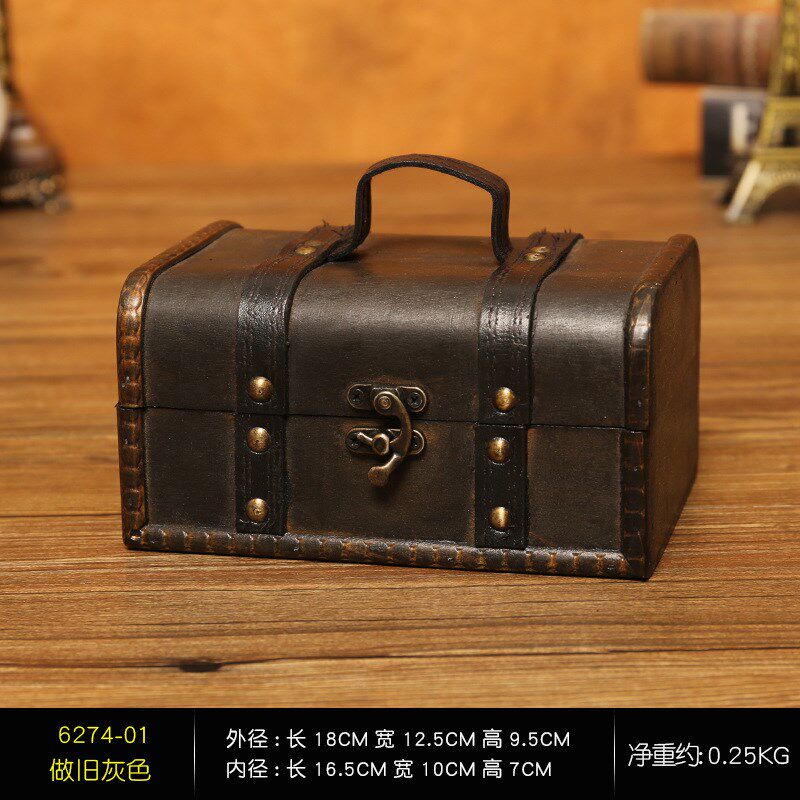 速发可批饰古木质带锁木盒小木箱首复化妆品盒物储收藏收纳盒