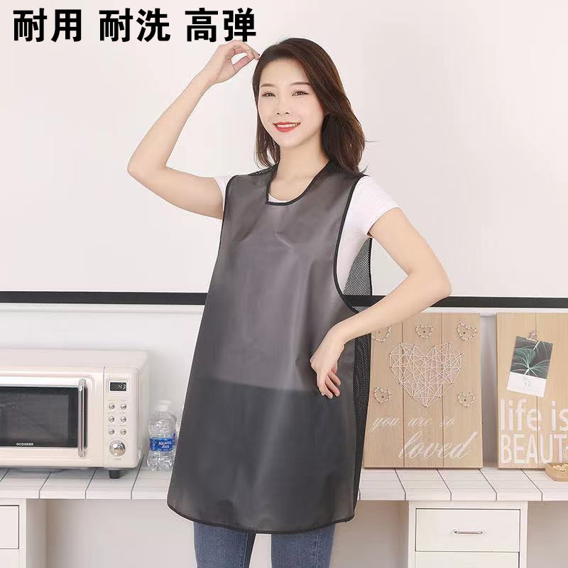 速发新款用泳防油围裙厨房家防半透明围腰工作服游水馆时尚L