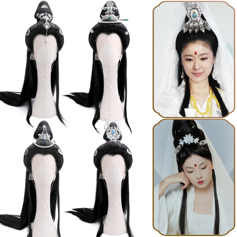 速发古顶装音菩萨整观假发妈祖娘娘套装发髻饰品造型舞台表演发型