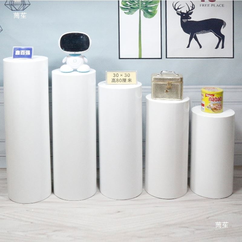 速发活动展览陈列架站模特台圆形烤漆展示台花店学校木质道具圆柱