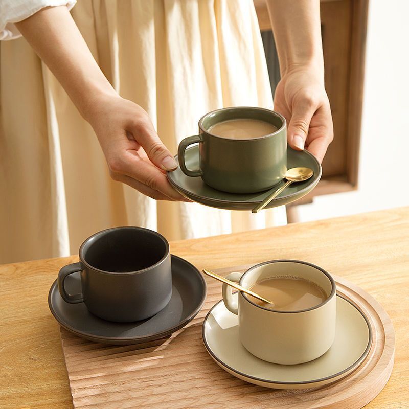 速发咖啡杯款装新套复古咖啡杯碟陶瓷水杯子子勺带下午茶杯