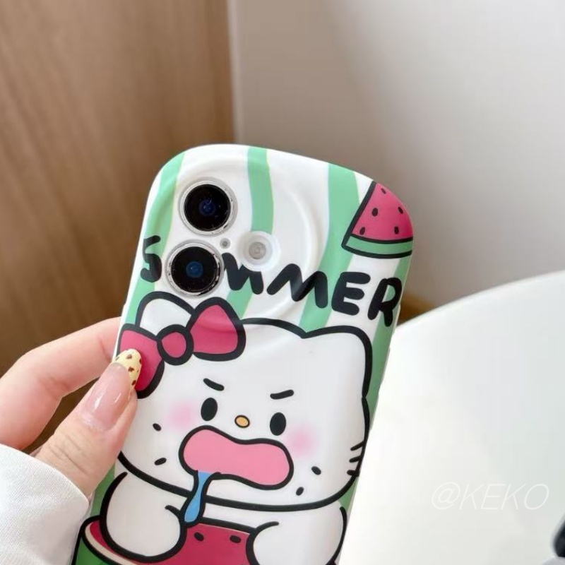 KEKO*ins胶囊吃西瓜kitty印花韩系16pro手机壳16promax新款iphone15女款14pro创意新款手机壳手机套适用新款1