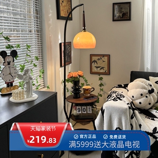 中古风客厅钓鱼落地灯沙发旁级感卧室床头柜置物一体氛围感台灯