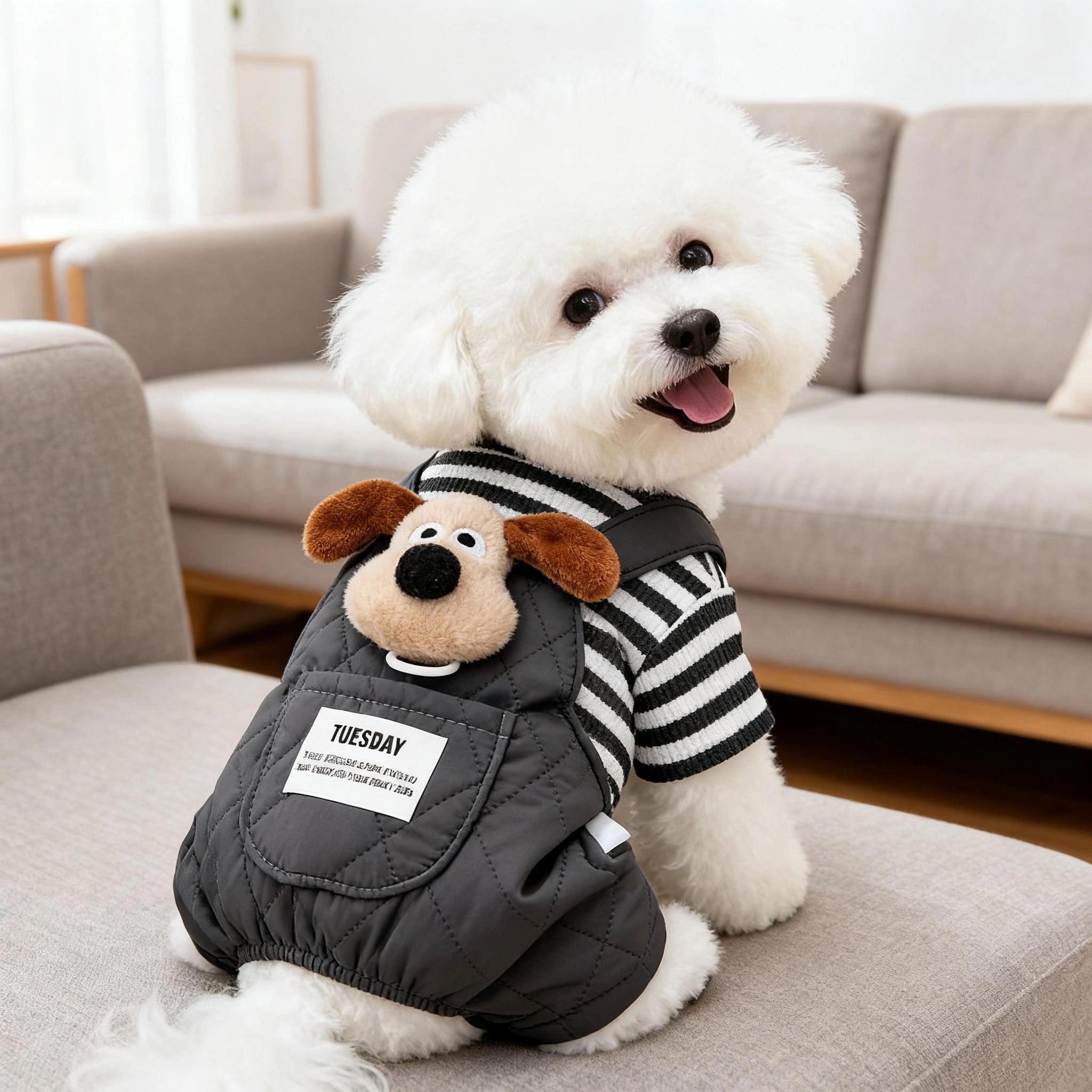 狗狗衣服冬装保暖玩偶四脚衣可牵引加绒加厚棉衣比熊泰迪博美宠物