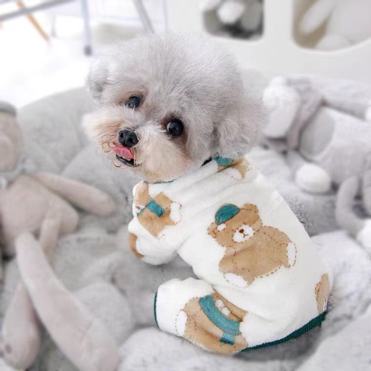 狗狗衣服秋冬季法兰绒保暖泰迪柯基比熊博美幼犬睡衣小型犬四脚衣