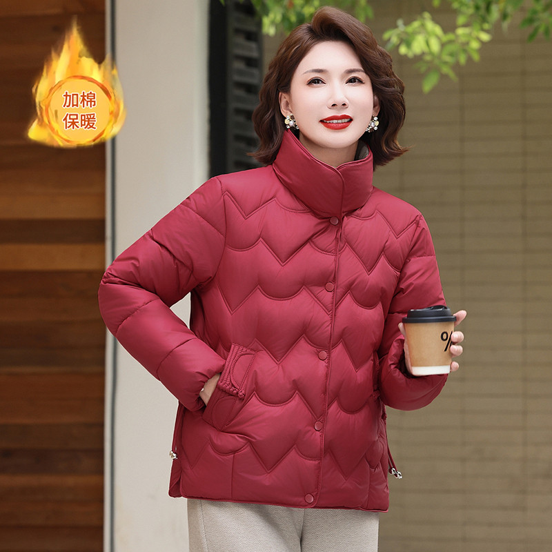 妈妈冬装保暖羽绒棉衣外套2025新款中年女装洋气短款小棉袄上衣女