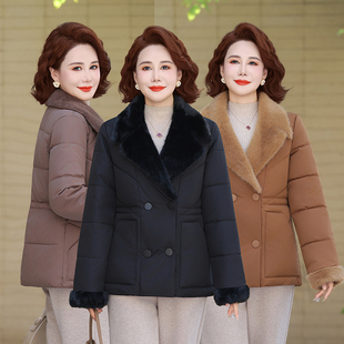 百搭加厚保暖棉袄外套女 中老年洋气大码 妈妈冬装 羽绒棉服2025新款