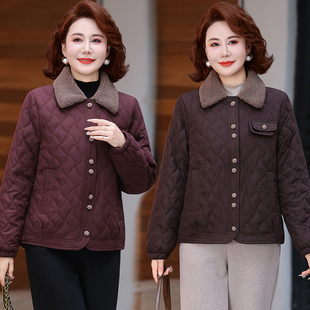 羽绒棉服短款 中年妈妈2025羊羔领棉衣外套时尚 气质中老年女士冬装