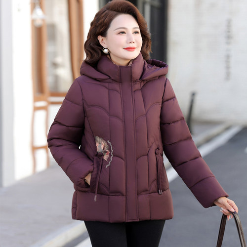 中年妈妈冬装羽绒棉服洋气保暖棉衣2025新款中老年大码棉袄外套女