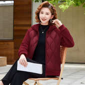新款 妈妈秋冬外套2025棉衣洋气中老年女冬装 休闲夹克连帽羽绒棉服