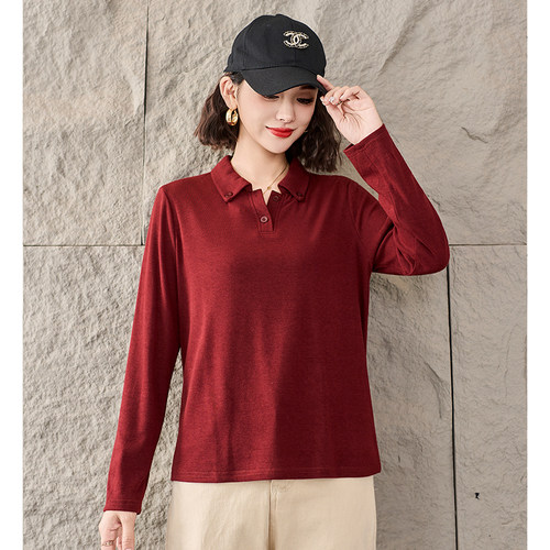 2025新款百搭洋气毛衣短款上衣翻领飘带上衣女气质减龄妈妈打底衫