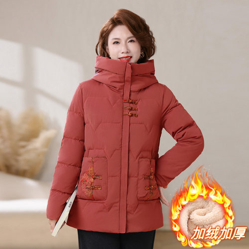 羽绒棉服女短款棉衣中国风2025新款加厚保暖洋气中老年妈妈装外套