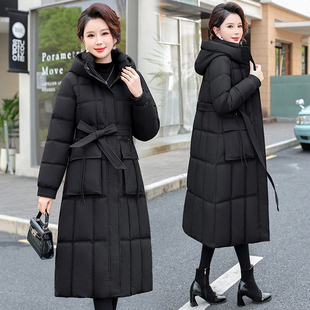 保暖洋气气质棉袄外套女 棉服2025显瘦连帽大码 秋冬新款 过膝中长款