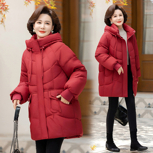 中长款羽绒棉服女2025冬季新款中老年人妈妈棉袄大码外套加厚棉衣