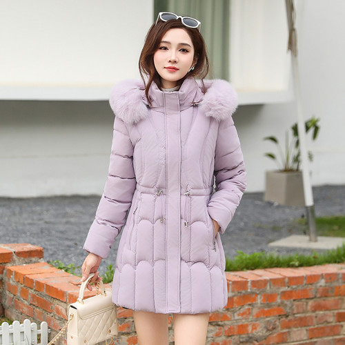 冬装中长款羽绒棉服2025新款加厚保暖大毛领棉袄大码显瘦棉衣外套