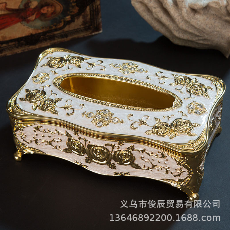 金属立体雕花玫瑰花纸盒纸巾盒创意客厅餐厅卫生间家用防水纸巾盒