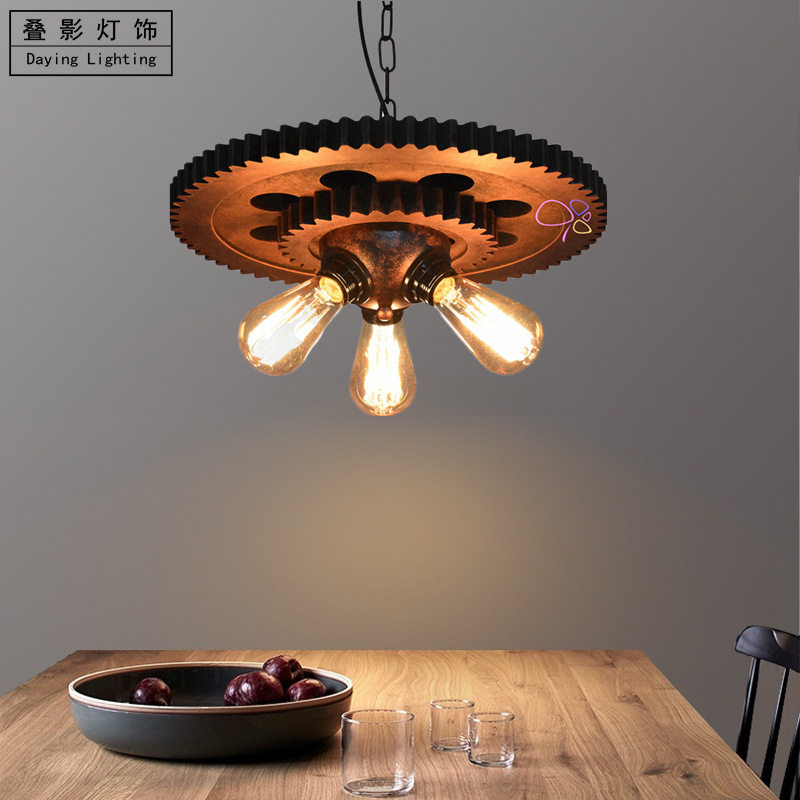 齿轮吊灯loft复古工业风餐厅吧台酒吧网咖火锅烧烤城怀旧灯饰货源