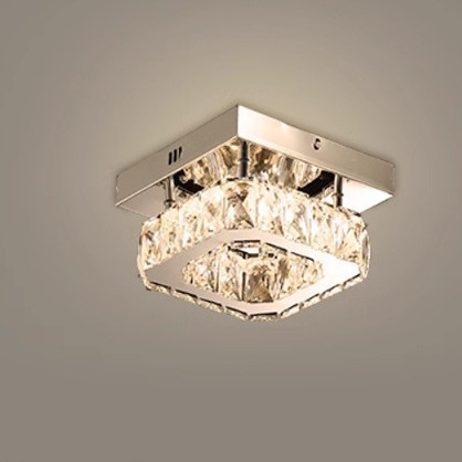 跨境亚马逊现代简约led轻奢水晶吸顶灯过道走廊f方形圆形灯具工厂