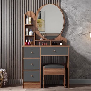 北欧轻奢风格实木颗粒板梳妆台家用卧室化妆间高端大气设计化妆桌