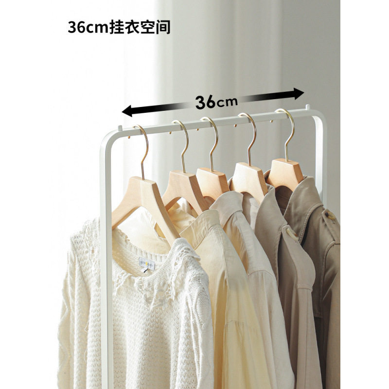 晾衣架简易家用挂衣服架子落地晒衣架榉木提手脏衣篮带滑轮