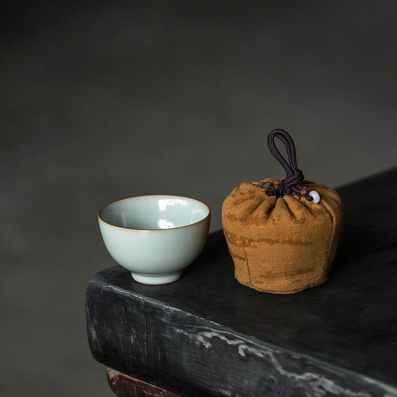 汝瓷圆满杯陶瓷主人杯豆青釉汝窑茶杯开片可养手工品茗杯家用单杯