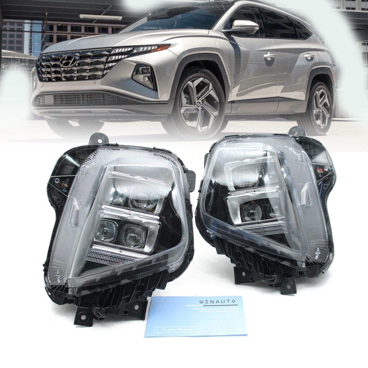 适用于途胜前大灯 2022 2021 Tucson透镜带灯近远光92101-cw100