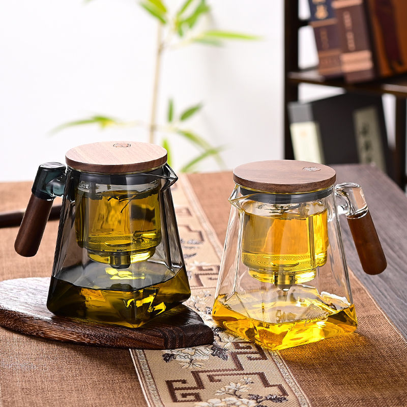 木璃飘逸壶泡茶壶家用一键茶水分离按压式全玻璃内胆磁吸泡茶杯