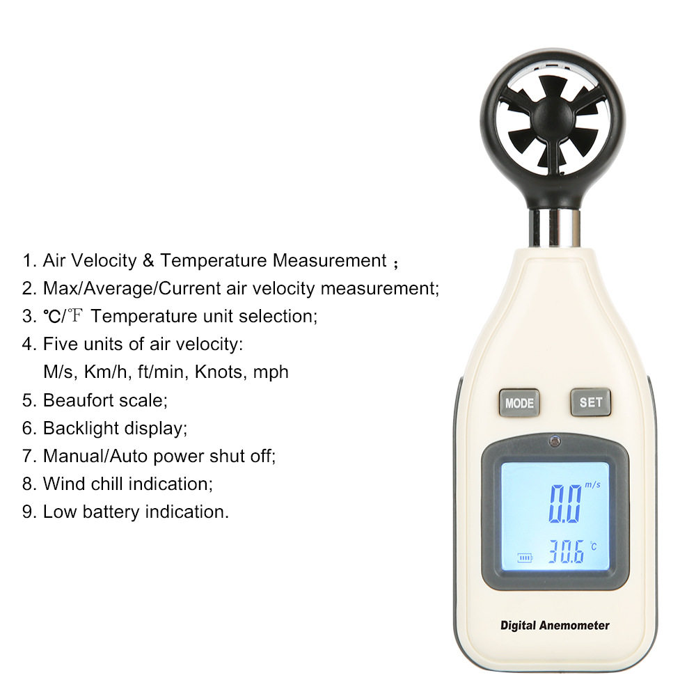 标智GM816A数字式风速计航海气象测风仪手持风速风温表Anemometer