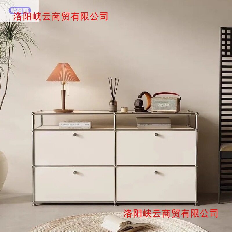 格慕森轻奢中古餐边柜北欧不锈钢斗柜角柜储物边柜电视柜收纳
