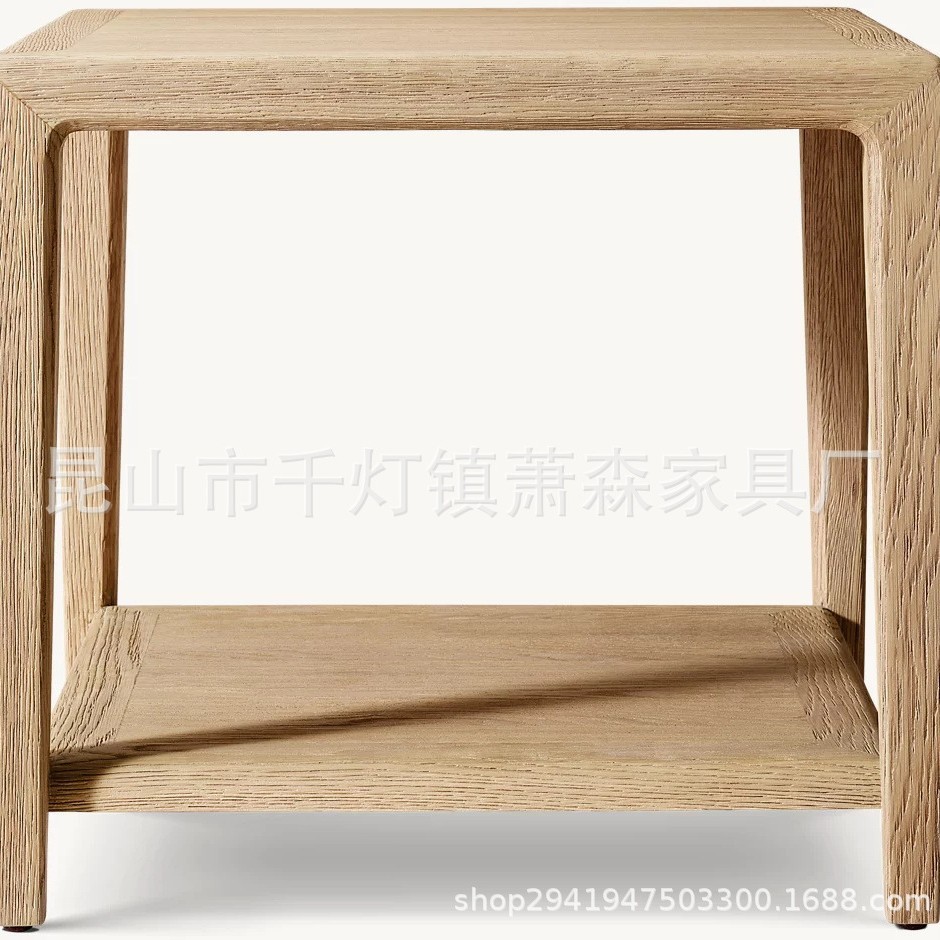 美式实木复古做旧茶几电视柜组合
