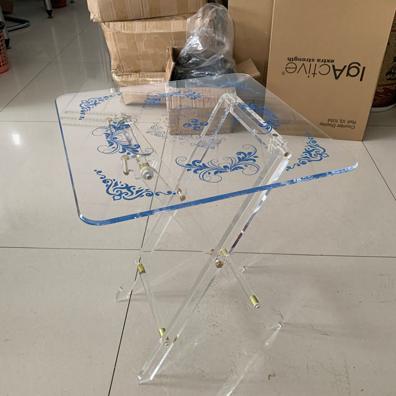 定制亚克力折叠桌 婚庆花架创意茶几 简约床头柜支架加厚桌面